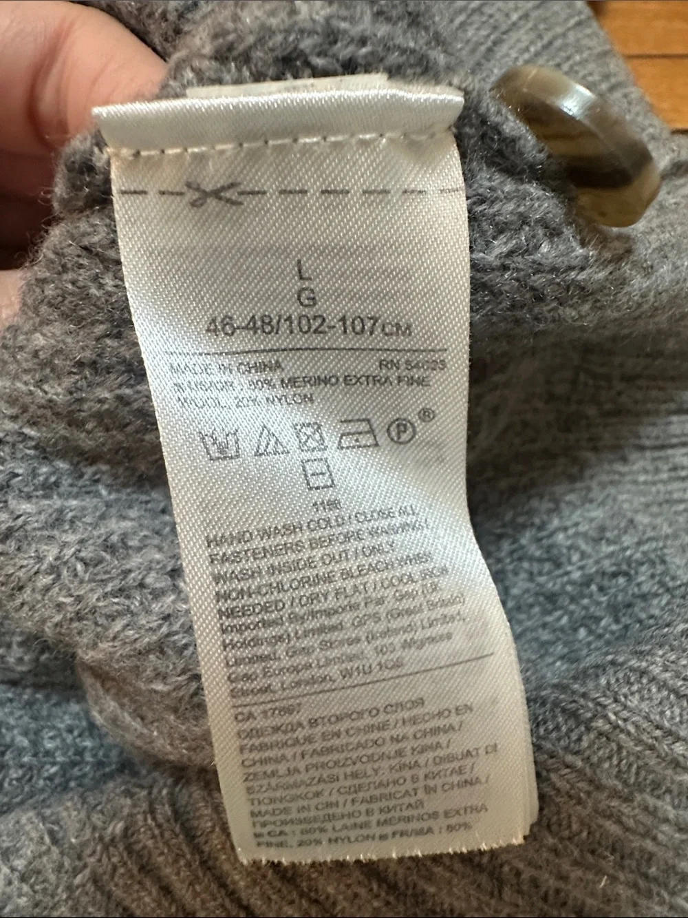 Banana Republic Men’s Large Italian Merino Wool Blend Button Mock Neck Sweater